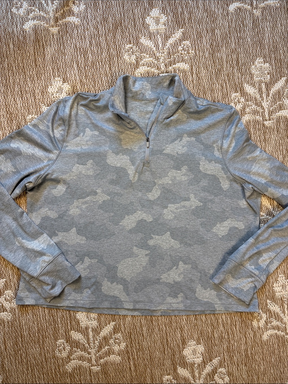 Yogalicious Light and Mid-Grey Camo Quarter-Zip Sweater